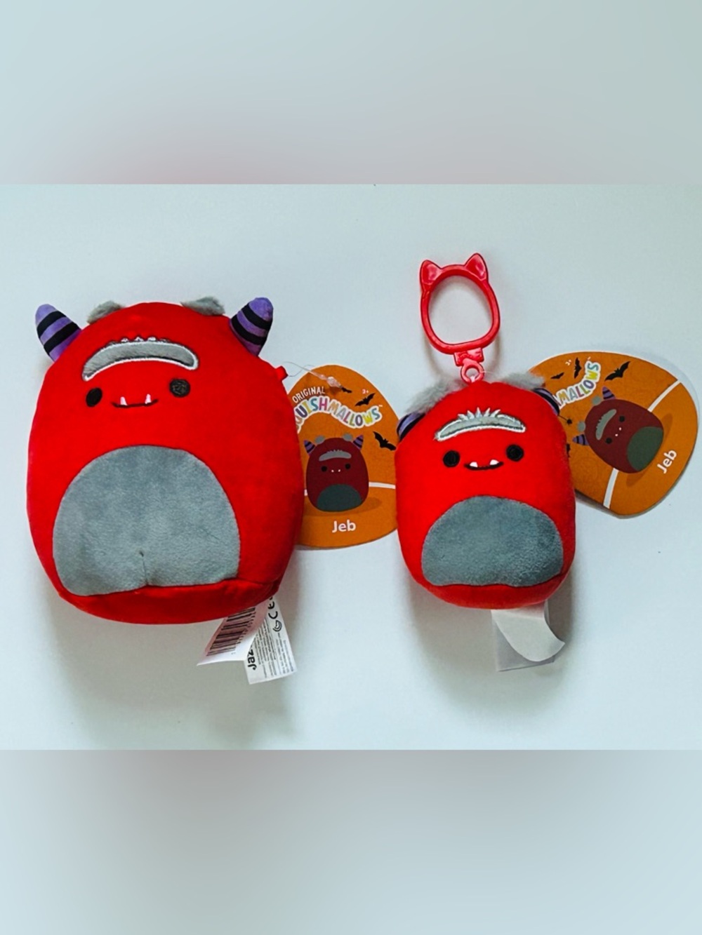 NEW!! 5” Squishmallows Jeb the Monster Plush & Matching Plush Clip Set (NWT)